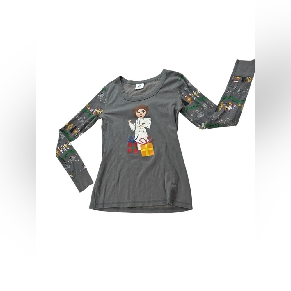 Hanna Andersson Star Wars Leia Christmas PJ Set Adult Grey Top Bottom Pajamas S - Picture 3 of 16